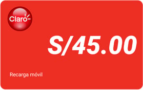 Recarga mòvil S/ 45.00 Claro