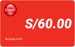 Recarga mòvil S/ 60.00 Claro