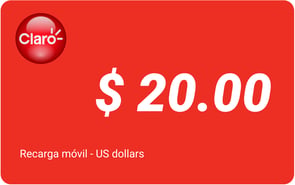 Recarga mòvil 20 US dollars Claro