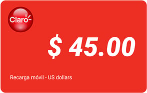 Recarga mòvil 45 US dollars Claro