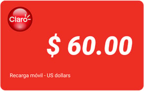 Recarga mòvil 60 US dollars Claro