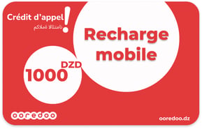 Recharge Ooredoo Algérie 1 000,00 DZD