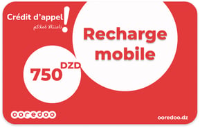 Recharge Ooredoo Algérie 750,00 DZD