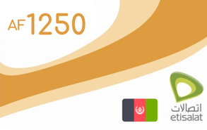 Aufladen Etisalat Afghanistan AFN 1.250
