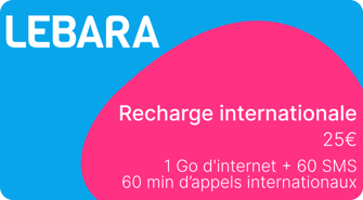 Recharge Internationale Lebara 60 minutes d’appels