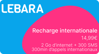 Recharge Internationale Lebara 300 minutes d’appels