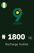 Top up 9Mobile Nigeria NGN 1 800.00
