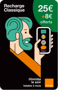 Mobicarte Orange Classique 25€ + 8€ offerts