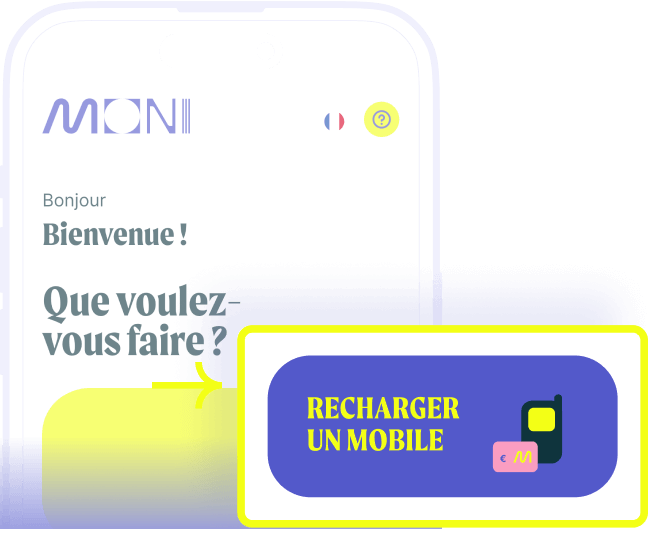 Choisissez la recharge de votre choix sur MONI.